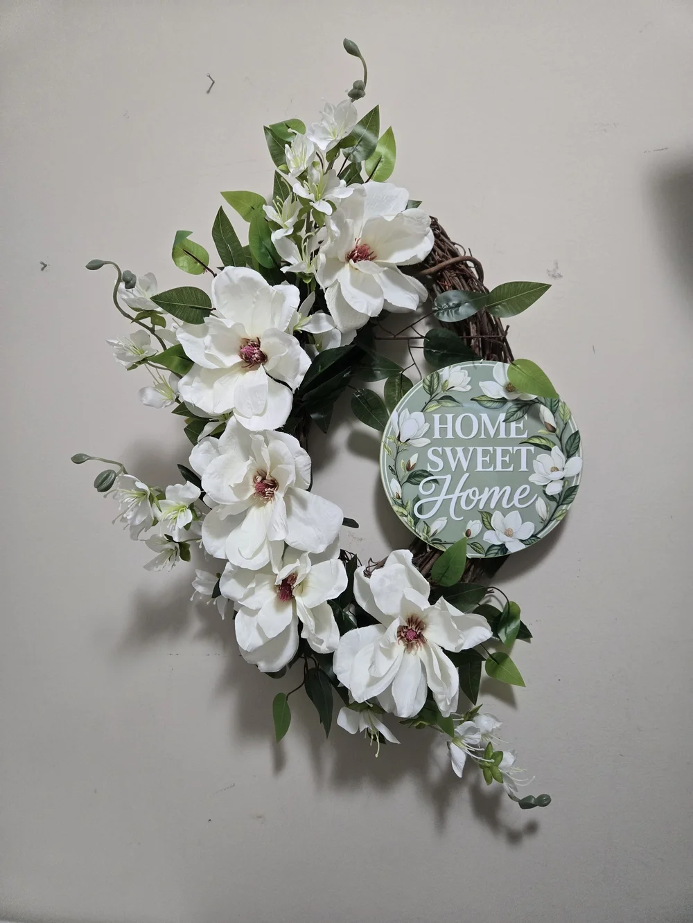 White Magnolia Home Sweet Home Wreath